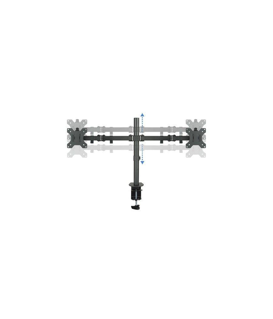 TooQ Soporte de Mesa Giratorio e Inclinable para 2 Pantallas (Monitor / TV Plasma / LCD / LED) 13” – 32”, de Dos Brazos, Negro -