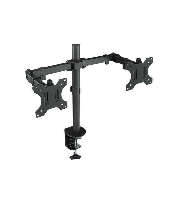 TooQ Soporte de Mesa Giratorio e Inclinable para 2 Pantallas (Monitor / TV Plasma / LCD / LED) 13” – 32”, de Dos Brazos, Negro -