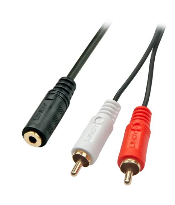 Lindy 35677 cable de audio 0,25 m 2 x RCA 3,5mm Negro, Rojo, Blanco