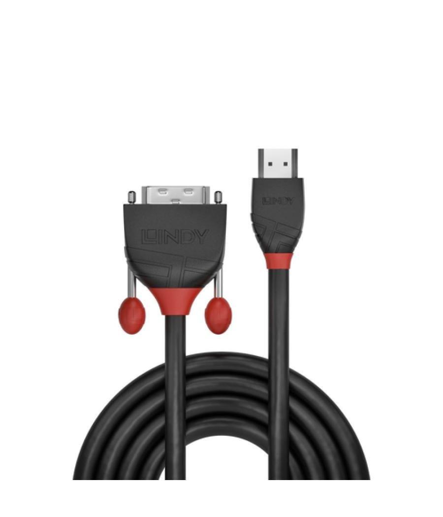 Lindy 36272 adaptador de cable de vídeo 2 m HDMI tipo A (Estándar) DVI-D Negro