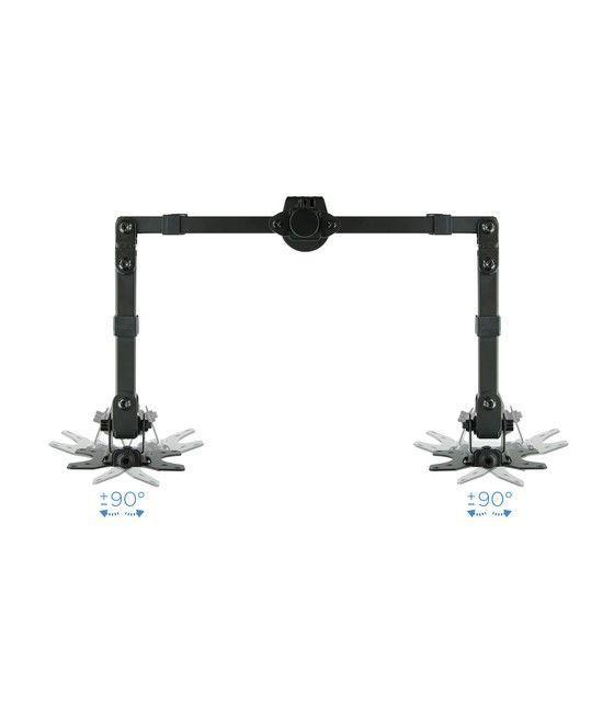 TooQ Soporte de Mesa Giratorio e Inclinable para 2 Pantallas (Monitor / TV Plasma / LCD / LED) 13” – 32”, de Dos Brazos, Negro -