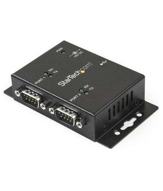 StarTech.com Concentrador Hub Industrial de 2 Puertos Serie Serial RS232 a USB Montaje Riel DIN Pared