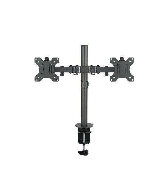 TooQ Soporte de Mesa Giratorio e Inclinable para 2 Pantallas (Monitor / TV Plasma / LCD / LED) 13” – 32”, de Dos Brazos, Negro -