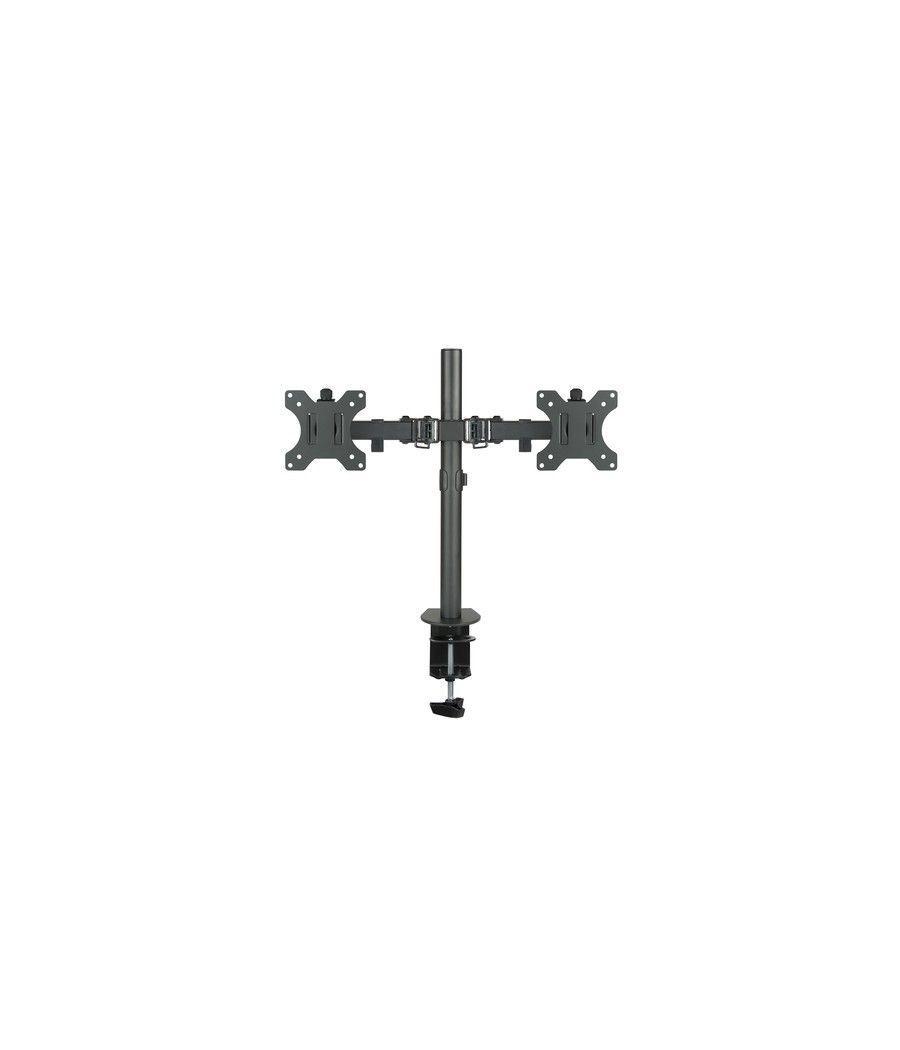 TooQ Soporte de Mesa Giratorio e Inclinable para 2 Pantallas (Monitor / TV Plasma / LCD / LED) 13” – 32”, de Dos Brazos, Negro -