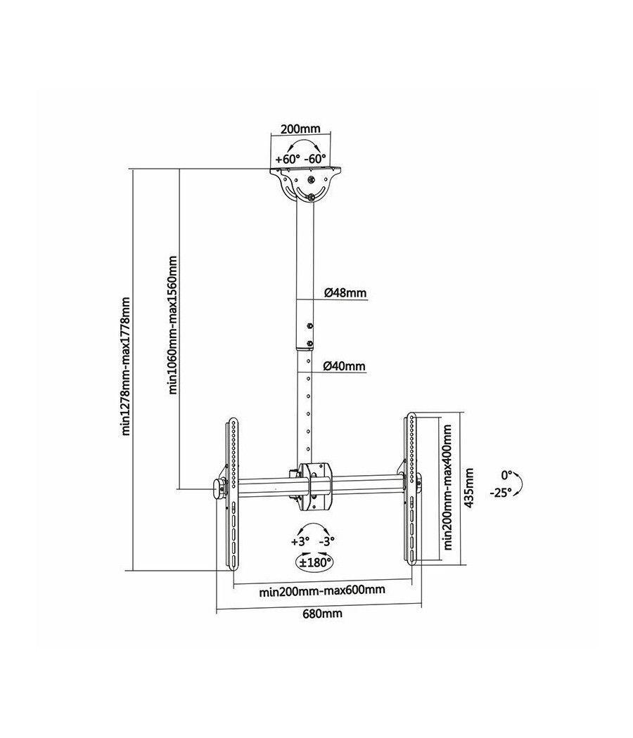 Soporte de Techo Giratorio/ Inclinable/ Extensible/ Nivelable Aisens CT70TSLE-033 para TV de 37-70'/ hasta 50kg - Imagen 5