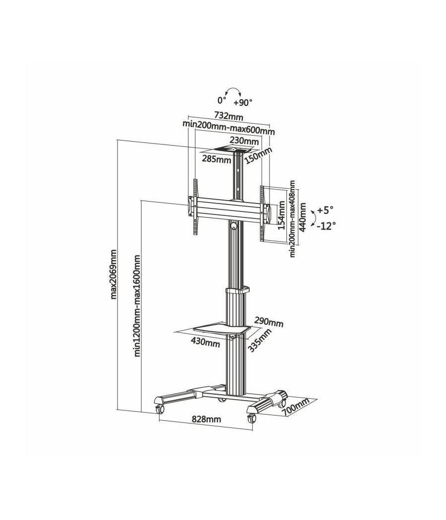 Soporte de Pie Inclinable con Ruedas Aisens FT70TRE-037 para TV 37-70'/ hasta 50kg - Imagen 5