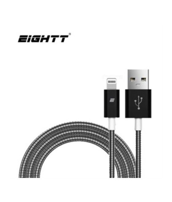 Eightt - Cable USB a Iphone - 1.0M - Trenzado de Nylon - Color Negro - Imagen 1