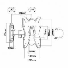 Soporte de Pared Extensible/ Inclinable/ Giratorio Aisens para TV de 23-42'/ hasta 25kg - Imagen 5
