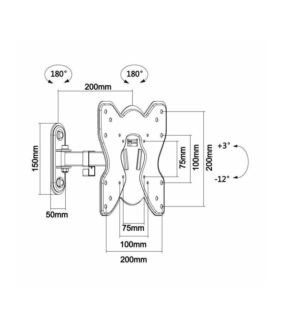 Soporte de Pared Extensible/ Inclinable/ Giratorio Aisens para TV de 23-42'/ hasta 25kg - Imagen 5