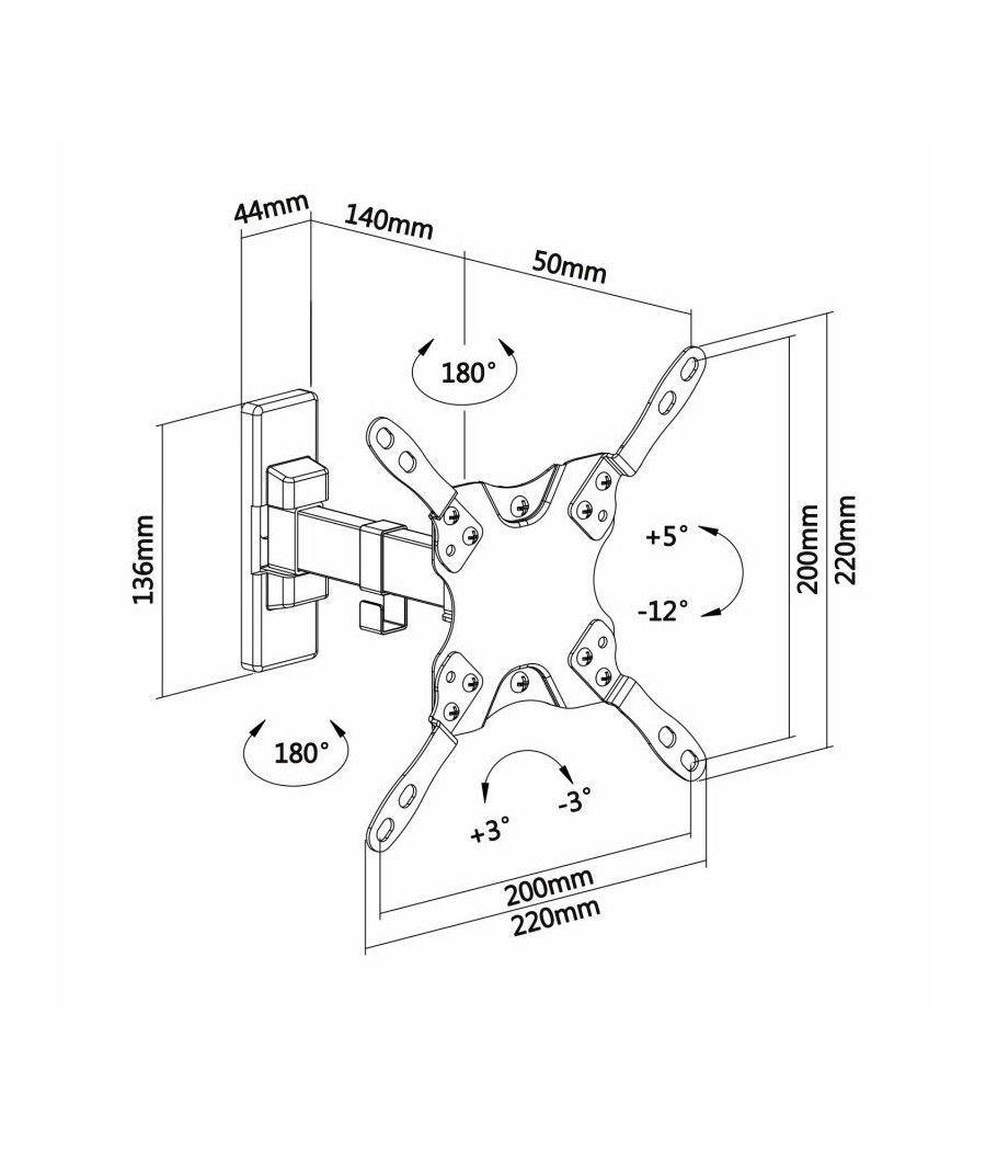 Soporte de Pared Extensible/ Giratorio/ Inclinable/ Nivelable Aisens WT42TSLE-009 para TV de 13-42'/ hasta 20kg - Imagen 5