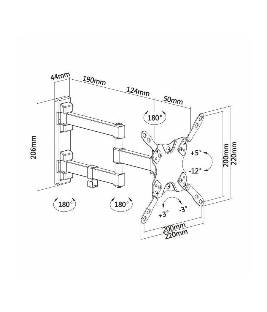 Soporte de Pared Extensible/ Giratorio/ Inclinable/ Nivelable Aisens WT42TSLE-011 para TV de 13-42'/ hasta 20kg - Imagen 5