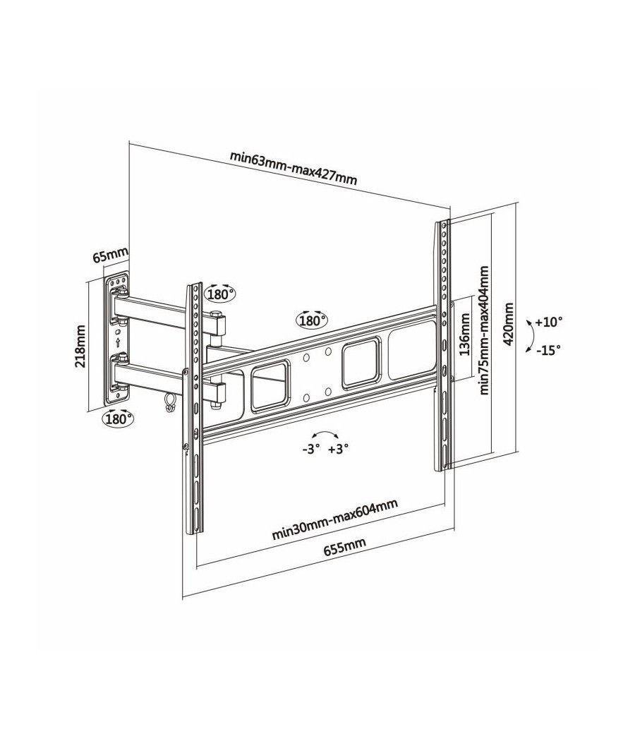 Soporte de Pared Giratorio/ Inclinable/ Nivelable Aisens WT70TSLE-021 para TV de 37-70'/ hasta 35kg - Imagen 5