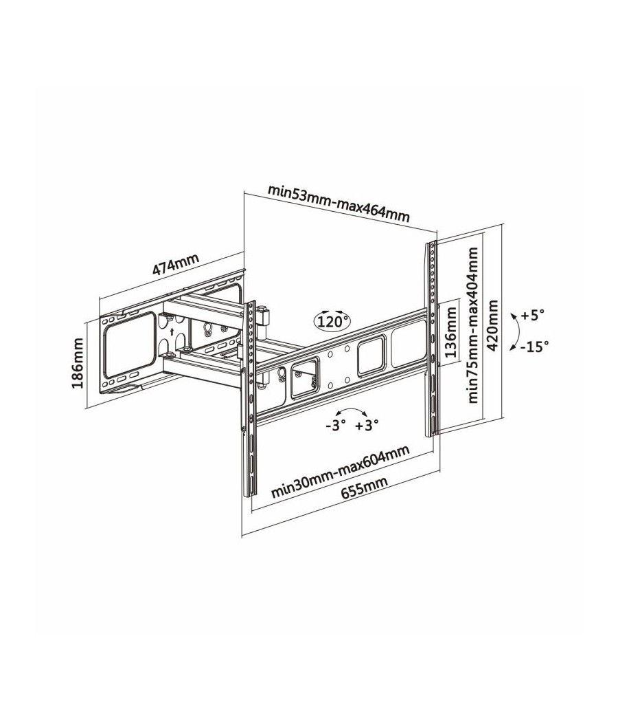 Soporte de Pared Giratorio/ Inclinable/ Nivelable Aisens WT70TSLE-023 para TV de 37-70'/ hasta 40kg - Imagen 5