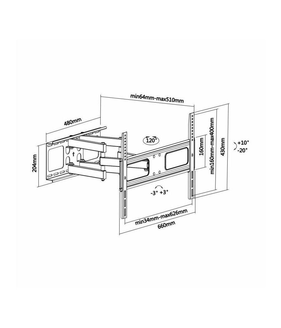 Soporte de Pared Giratorio/ Inclinable/ Nivelable Aisens WT70TSLE-027 para TV de 37-70'/ hasta 50kg - Imagen 5