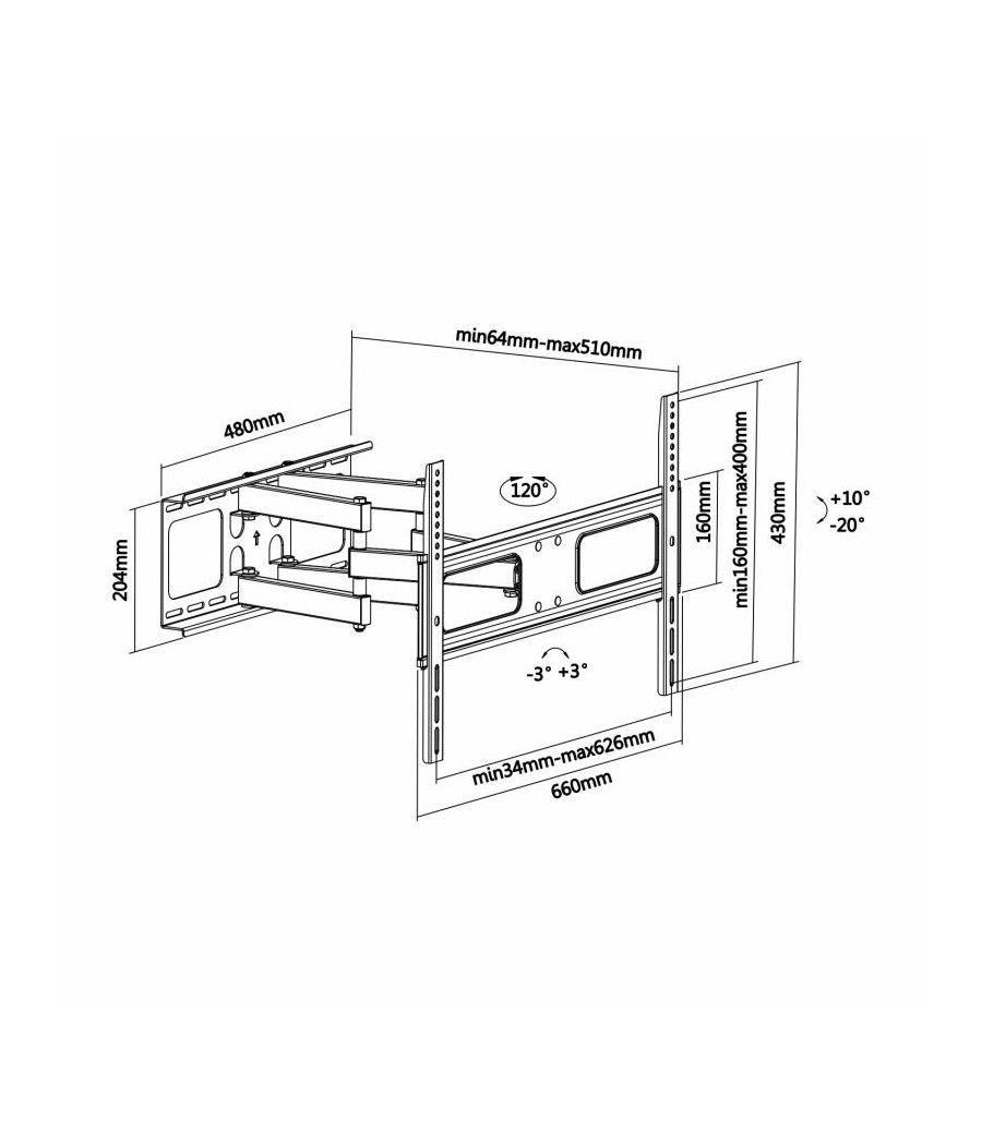 Soporte de Pared Giratorio/ Inclinable/ Nivelable Aisens WT70TSLE-027 para TV de 37-70'/ hasta 50kg - Imagen 5