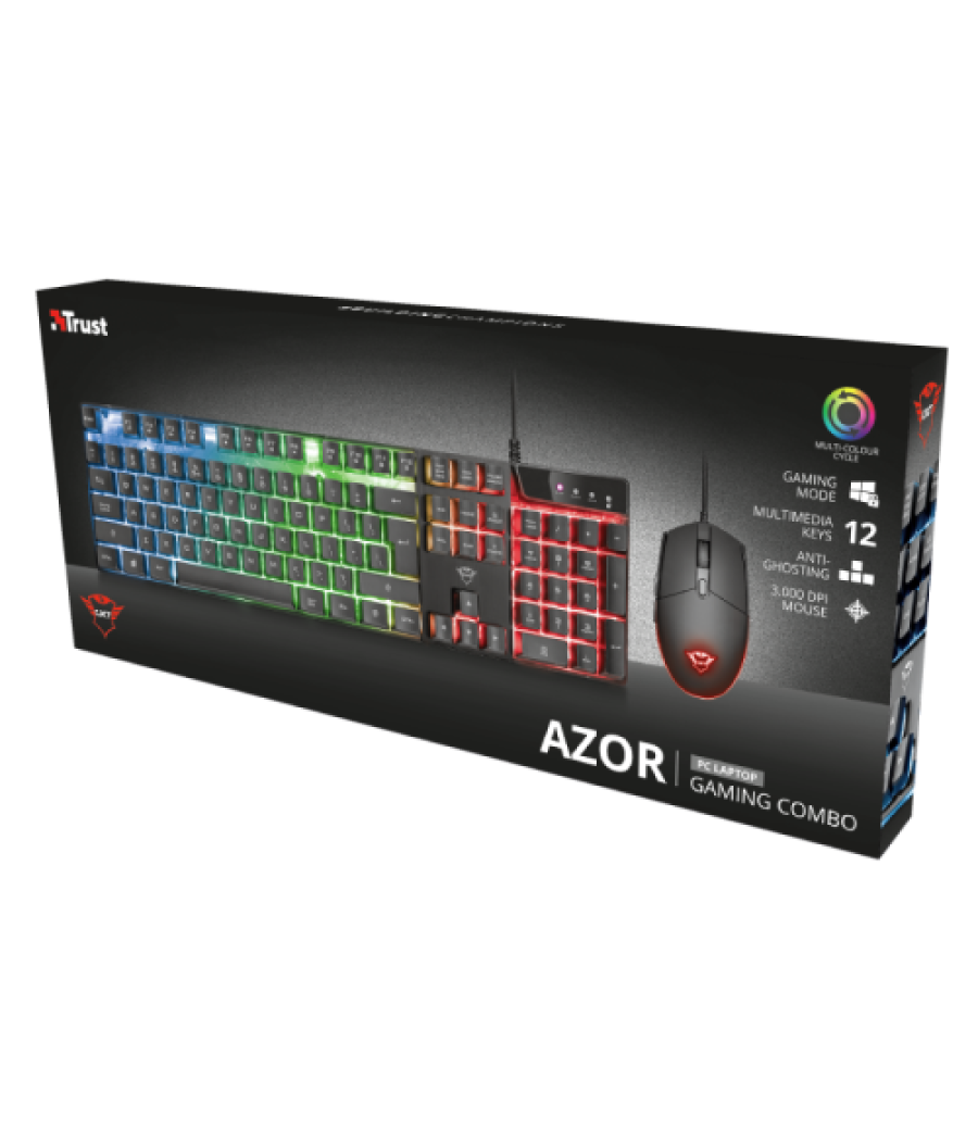 Trust gxt 838 azor gaming combo teclado usb qwerty español negro