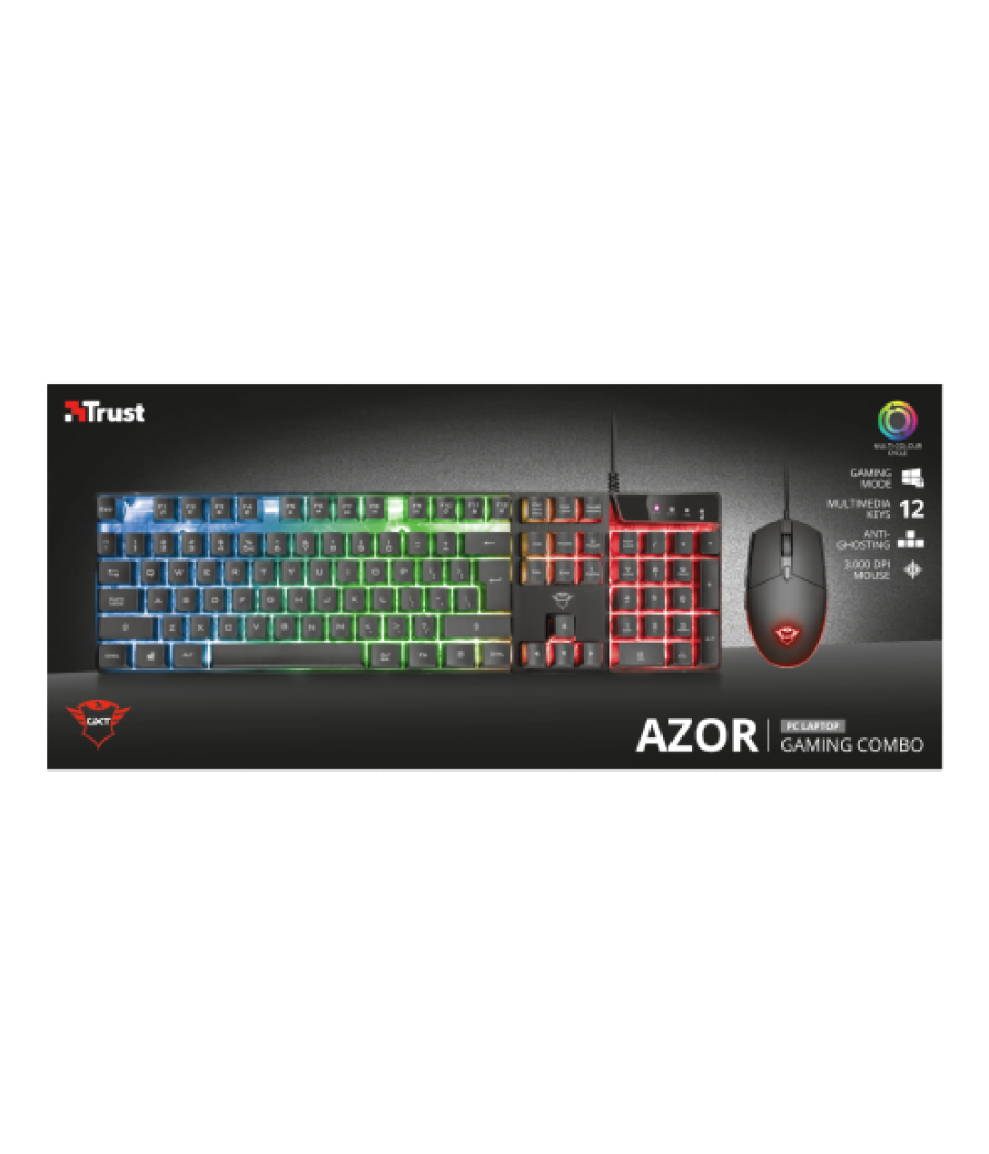 Trust gxt 838 azor gaming combo teclado usb qwerty español negro