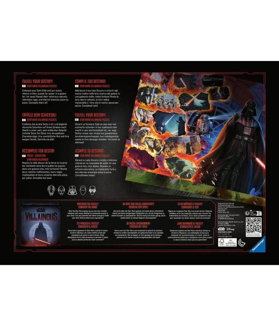 Puzzle ravensburger star wars villainous: darth vader 1000 piezas