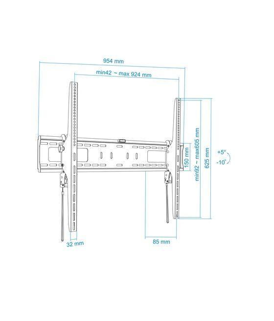 TooQ Soporte de Pared Inclinable para Monitor / TV LCD, Plasma de 60-100, Negro - Imagen 8