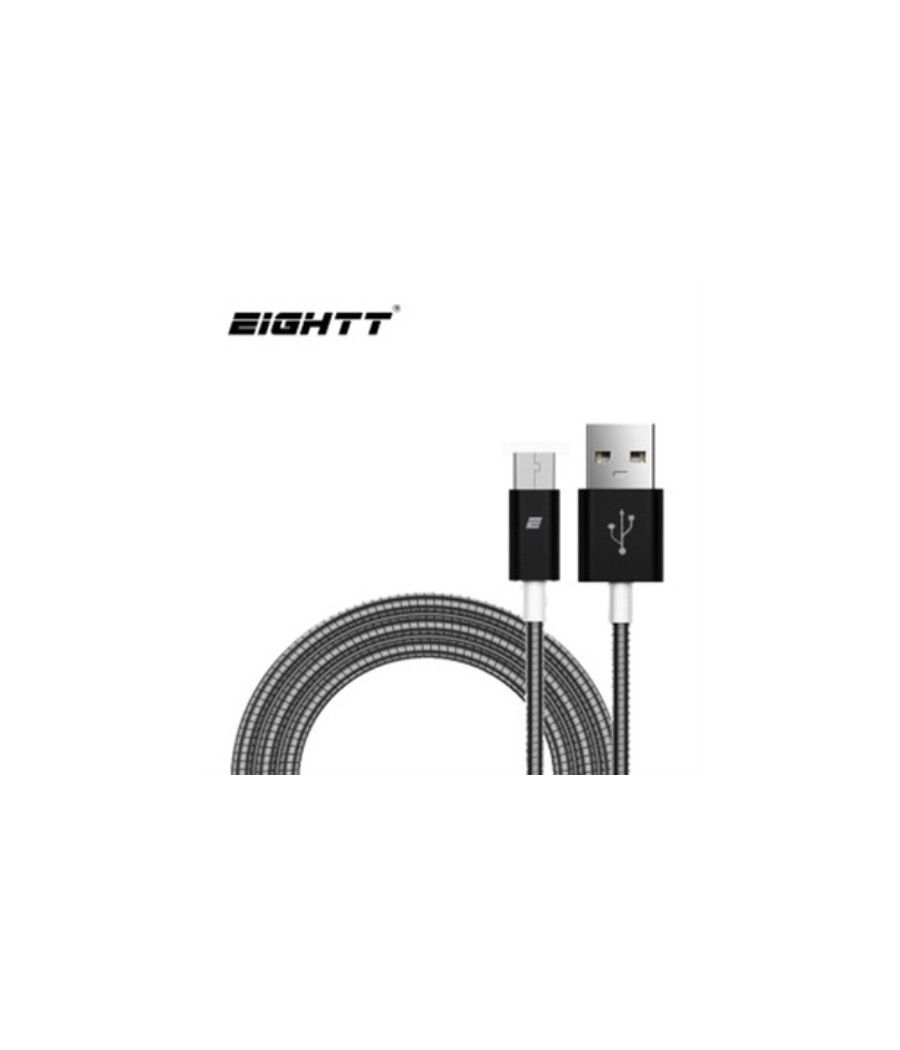 Eightt - Cable USB a MicroUSB 1.0M - Trenzado de Nylon - Color Negro - Imagen 1