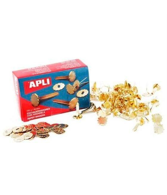 Apli encuadernadores metálicos con arandela dorados 25mm - 100ud-