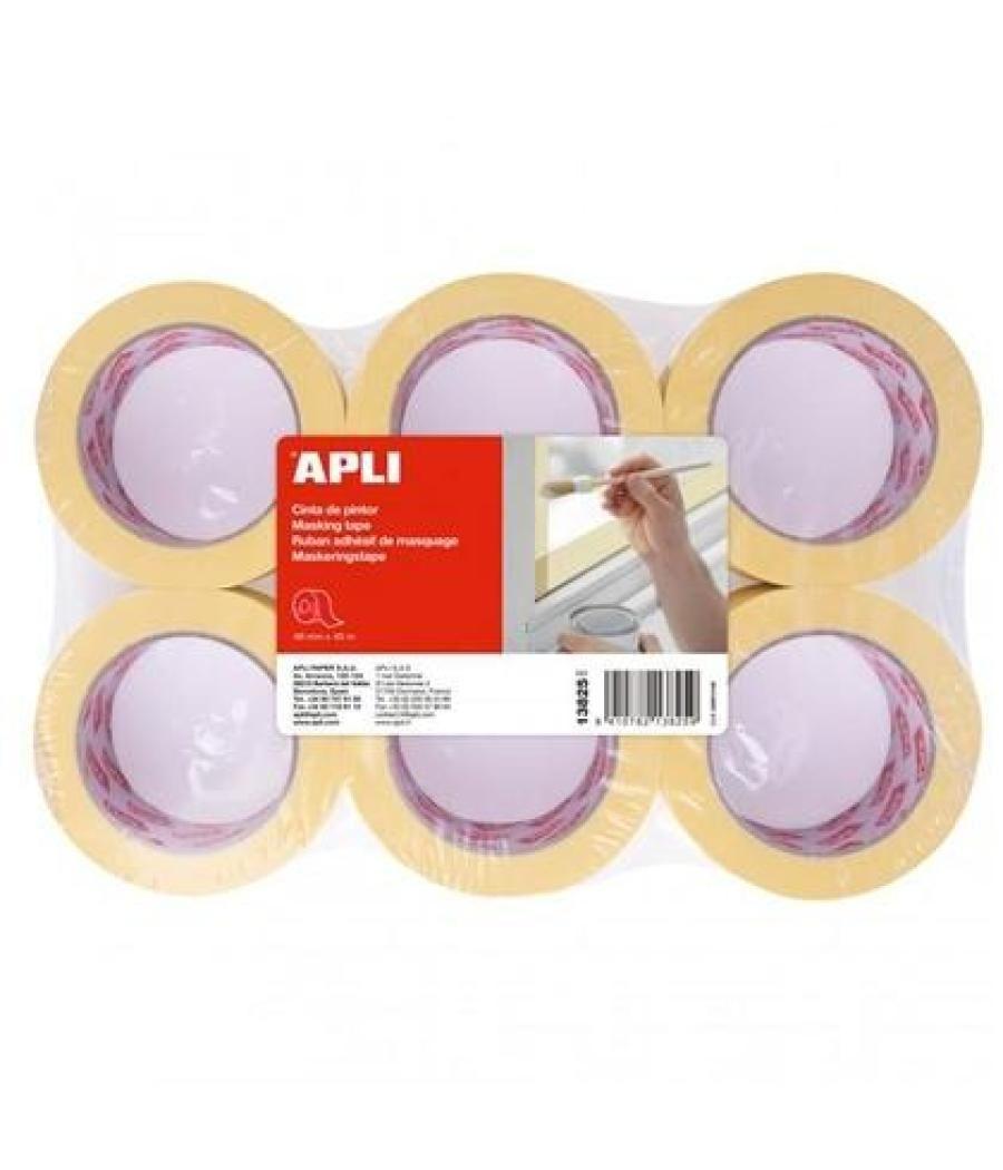 Apli cinta pintor 60gr rollo 48mmx45m removible amarillo - 6u-