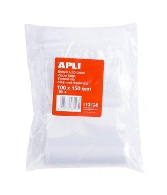 Apli bolsas autocierre 100x150mm ldpe transparente pack 100 ud