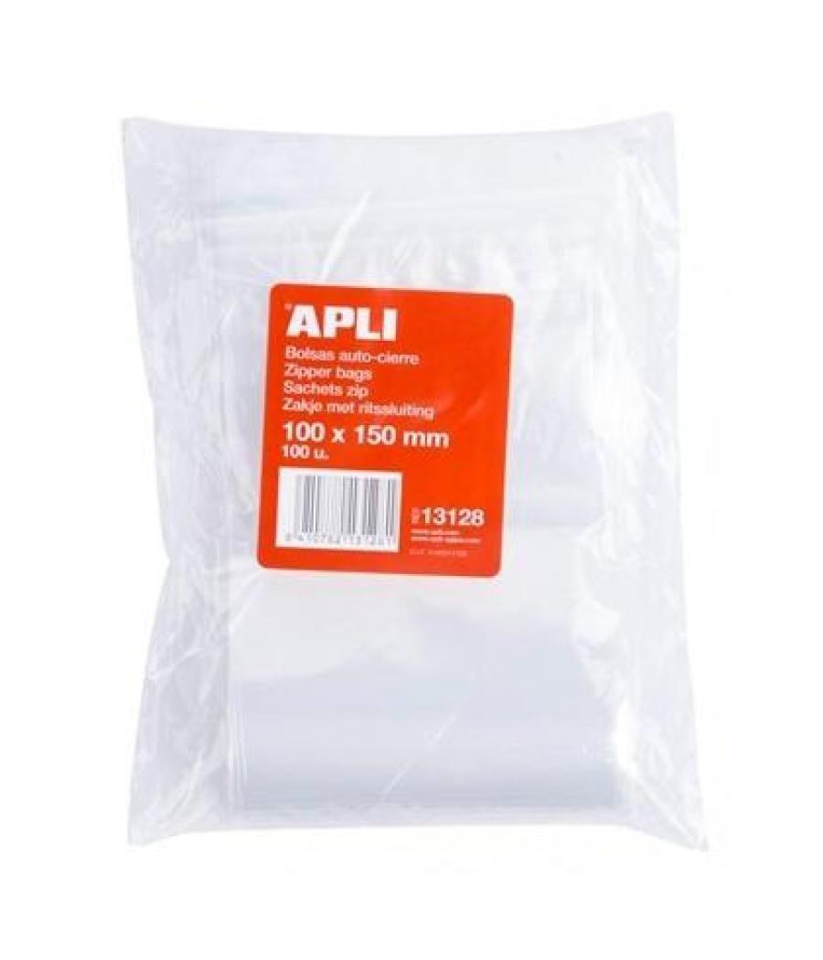 Apli bolsas autocierre 100x150mm transparente pack de 100 bolsas
