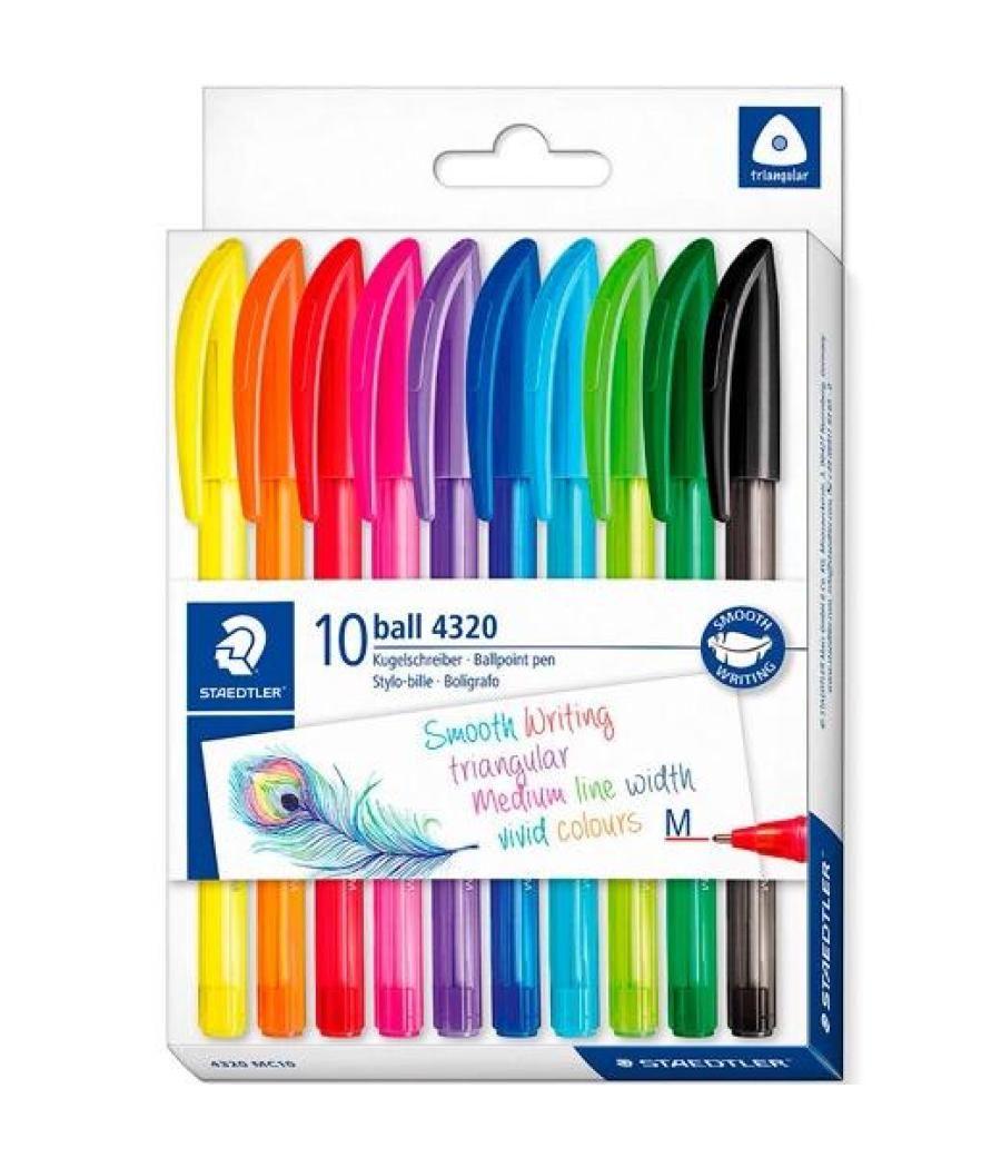 Staedtler bolígrafo ball 4320 m 1,0mm triangular estuche 10 c/surtidos