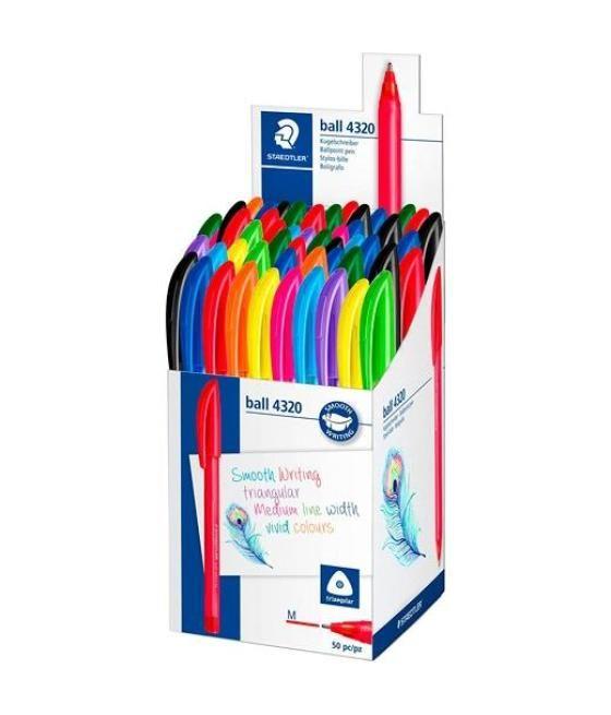 Staedtler bolígrafo ball 4320 m 1,0mm triangular caja 50 c/surtidos