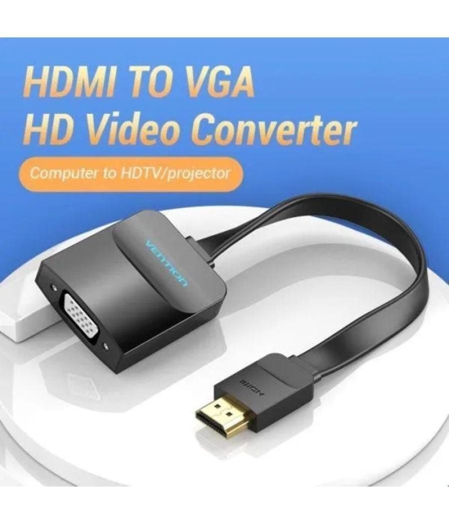 Cable conversor vention 74345/ hdmi macho/ vga hembra - jack 3.5 hembra/ 15cm/ negro