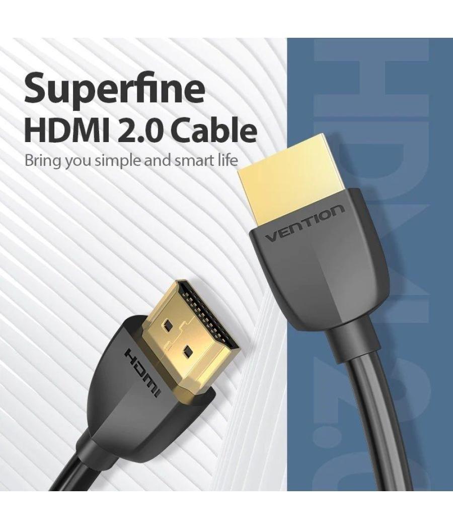 Cable hdmi 2.0 4k portatil vention aaibh/ hdmi macho - hdmi macho/ 2m/ negro