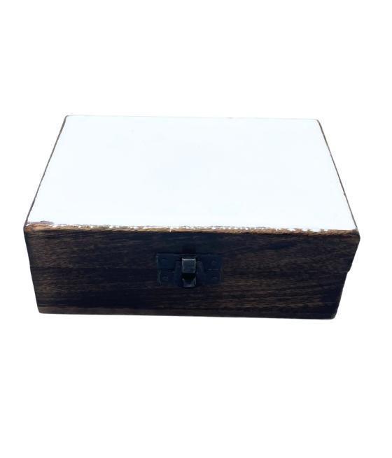 Caja Mediana de Cerámica Esmaltada - 15x10x6cm - Blanca