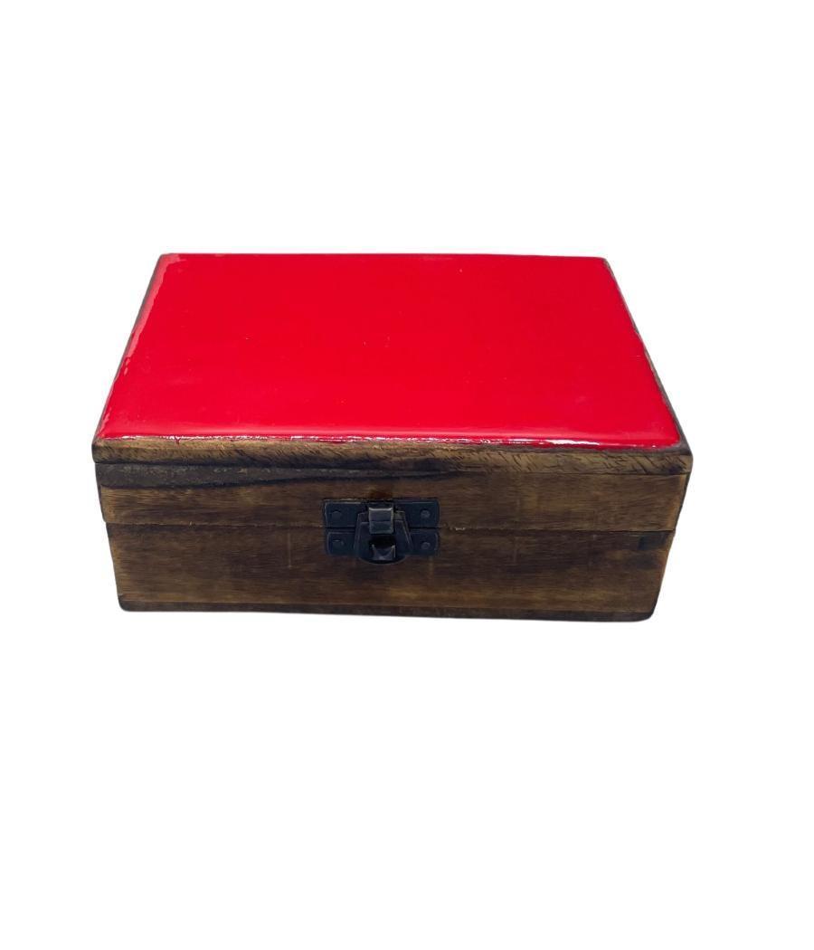 Caja Mediana de Cerámica Esmaltada - 15x10x6cm - Roja