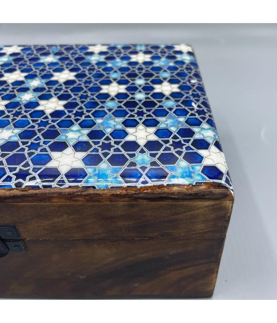 Caja Grande de Cerámica Esmaltada - 20x15x7.5cm - Estrellas Azules