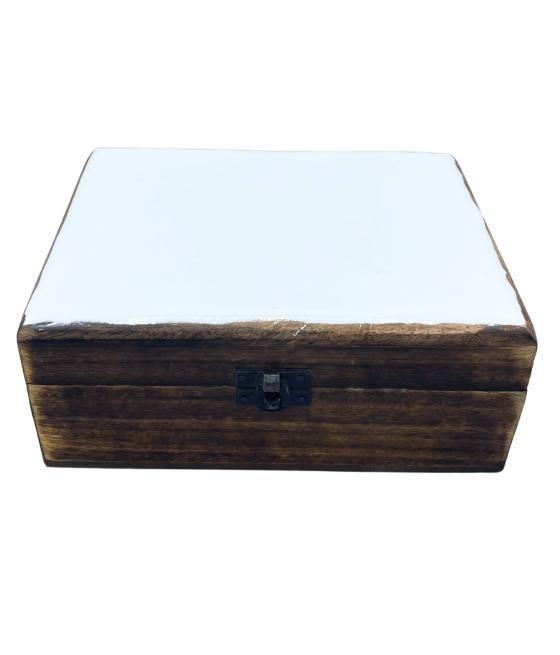 Caja Grande de Cerámica Esmaltada - 20x15x7.5cm - Blanco