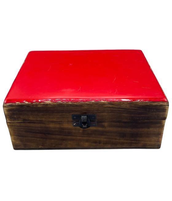 Caja Grande de Cerámica Esmaltada - 20x15x7.5cm - Roja