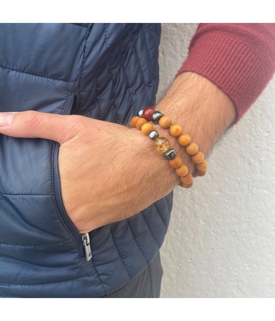 Pulsera de Cedro - Chakra Raíz - Jaspe Rojo