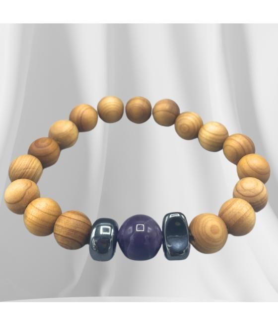 Pulsera de Cedro - Chakra del Tercer Ojo - Amatista