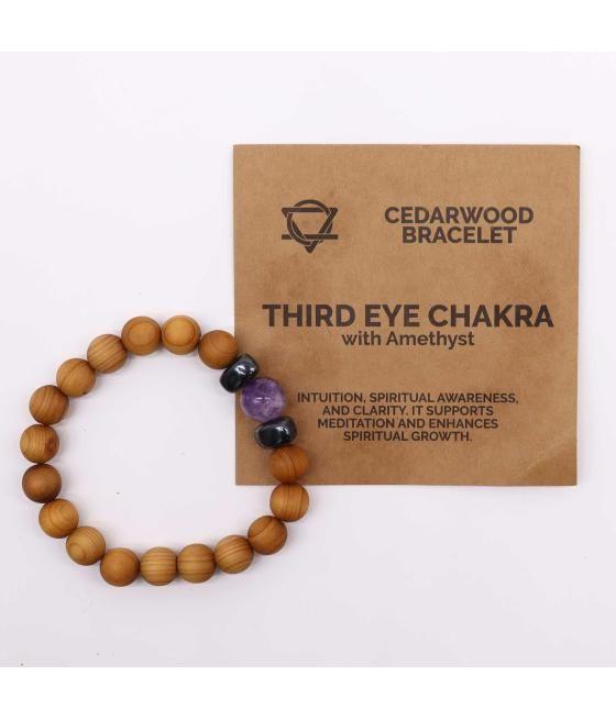 Pulsera de Cedro - Chakra del Tercer Ojo - Amatista