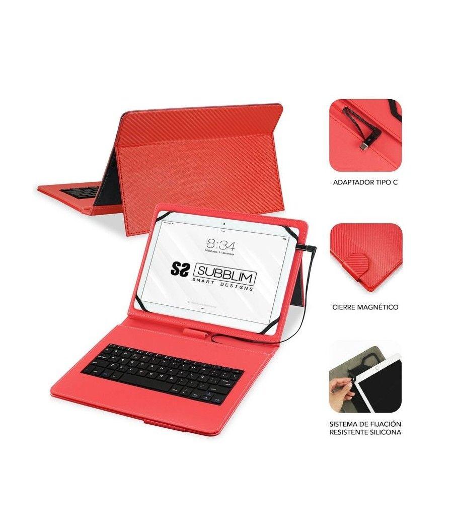 Funda con Teclado Subblim Keytab Pro USB para Tablets de 10.1'/ Roja - Imagen 2