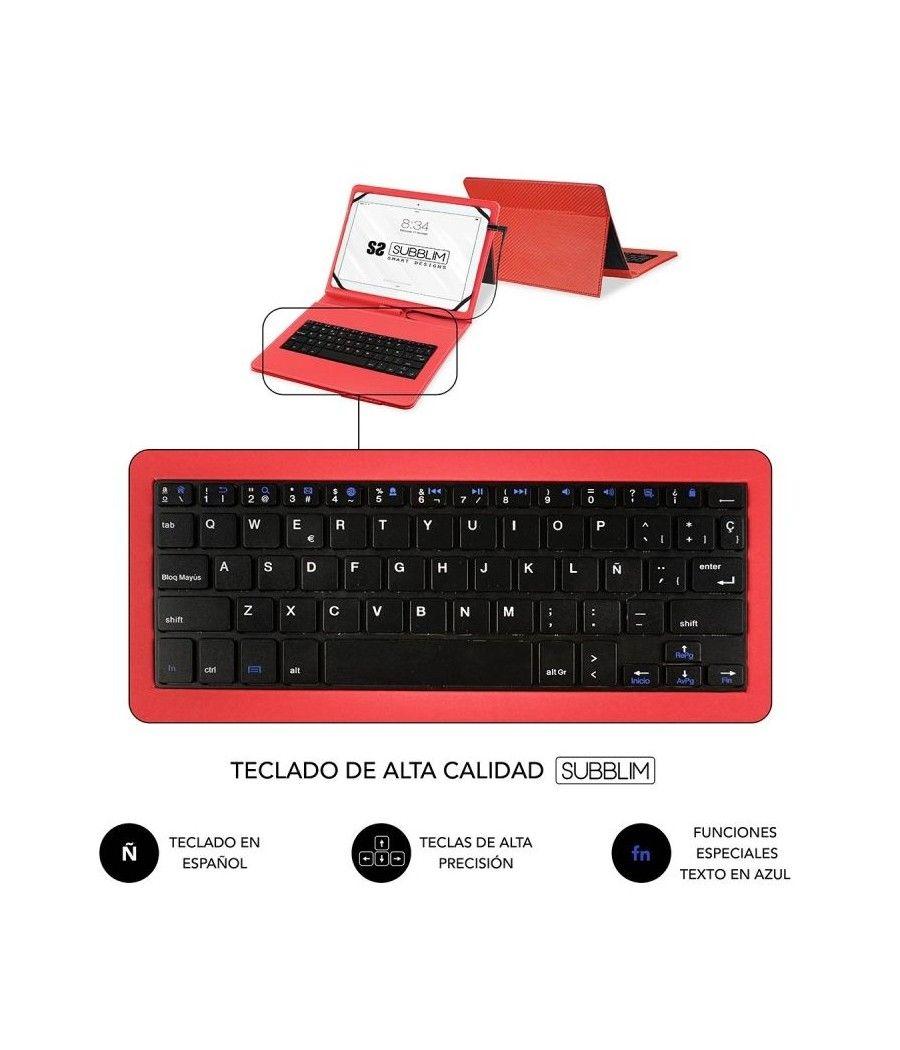 Funda con Teclado Subblim Keytab Pro USB para Tablets de 10.1'/ Roja - Imagen 4