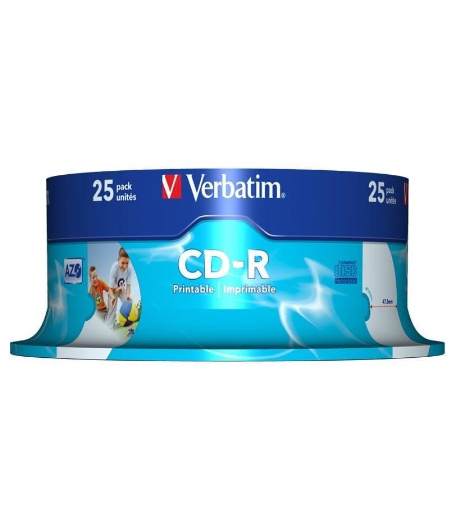 Cd-r verbatim azo imprimible 52x/ tarrina-25uds