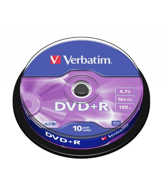Dvd+r verbatim advanced azo 16x/ tarrina-10uds