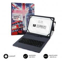 Funda con Teclado Subblim Keytab Pro USB England para Tablets de 10.1' - Imagen 1