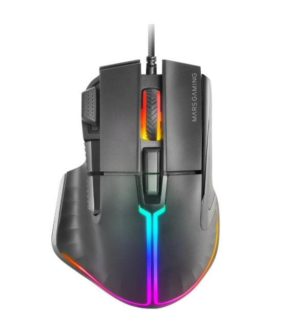 Ratón gaming mars gaming mm-xt/ hasta 12800dpi/ negro