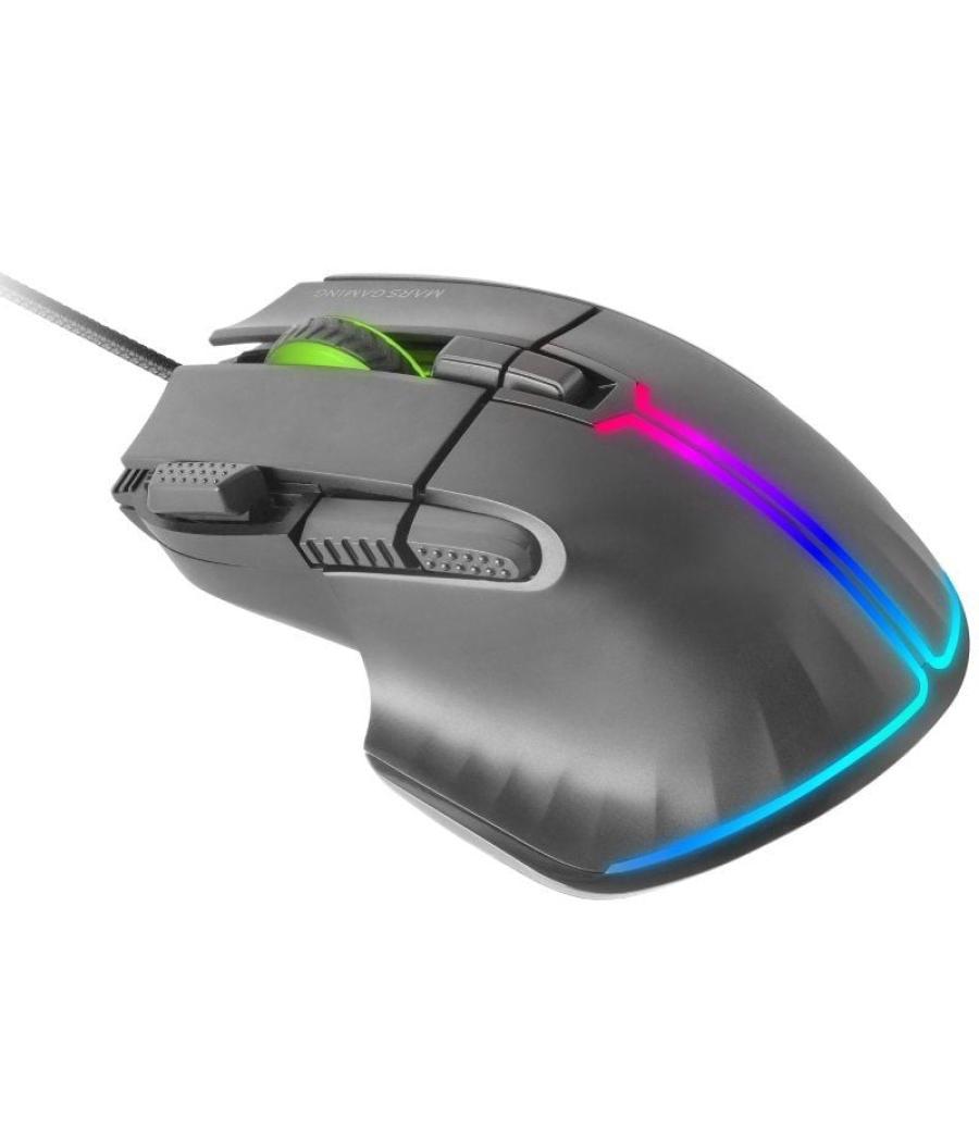 Ratón gaming mars gaming mm-xt/ hasta 12800dpi/ negro