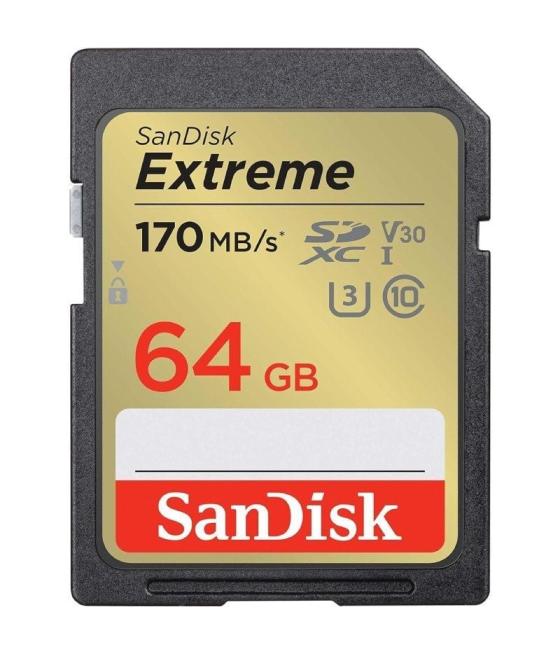 Tarjeta de memoria sandisk extreme 64gb microsd xc uhs-i con adaptador/ clase 10/ 170mbs