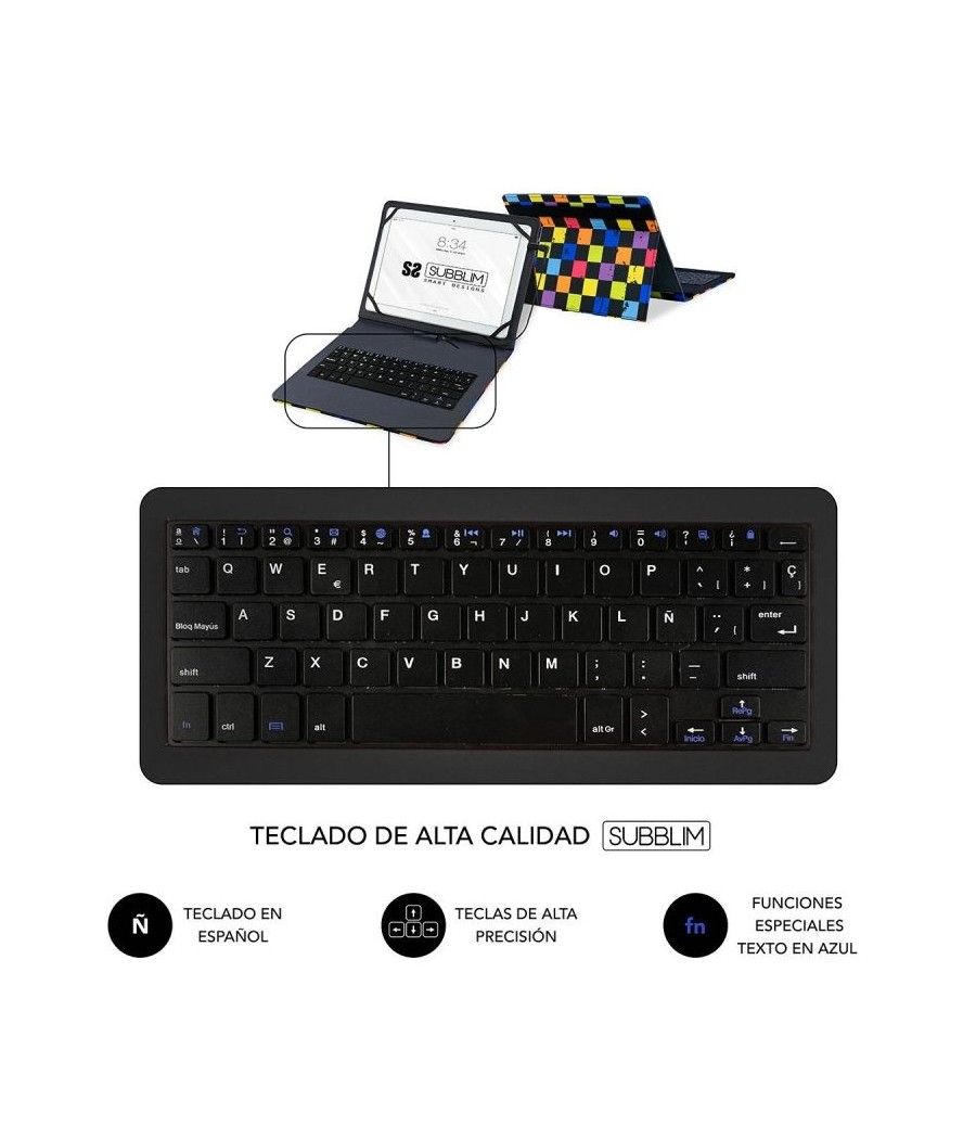Funda con Teclado Subblim Keytab Pro USB Squares para Tablets de 10.1' - Imagen 4