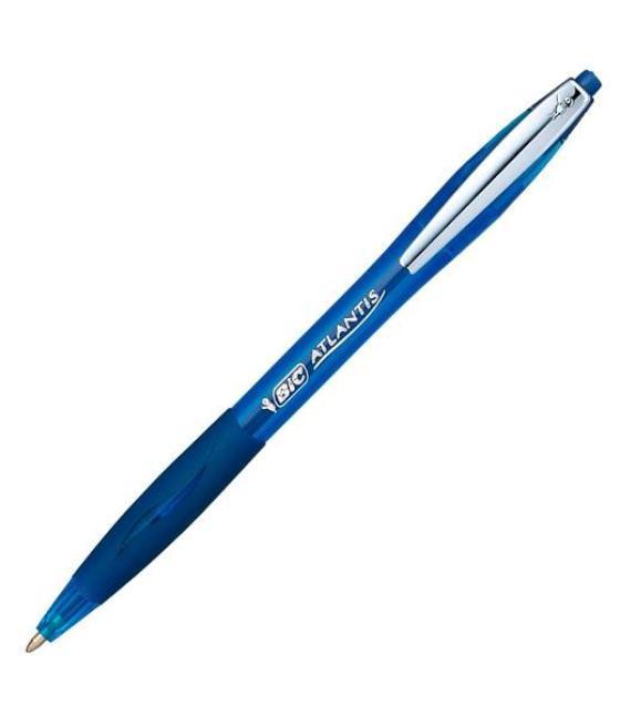 Bic bolígrafo retráctil atlantis soft punta media 1.0mm azul caja 12 ud